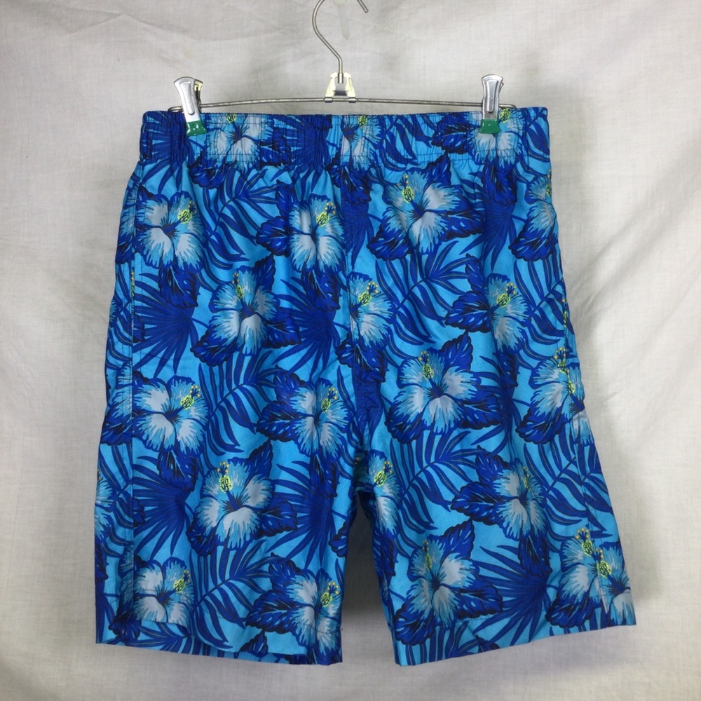 Laguna Original Mens Blue Hawaiian style Floral Swim trunks UPF50 Sz M